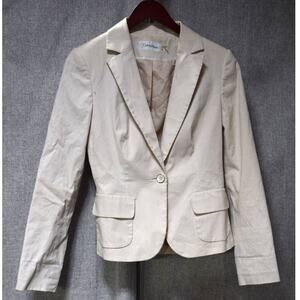 Calvin Klein Beige Cotton Blend Blazer Size 6